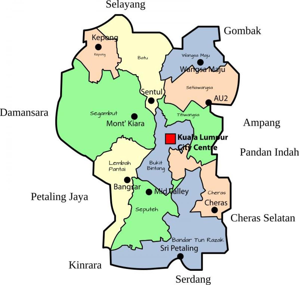 Mappa del quartiere Kuala Lumpur (KL)
