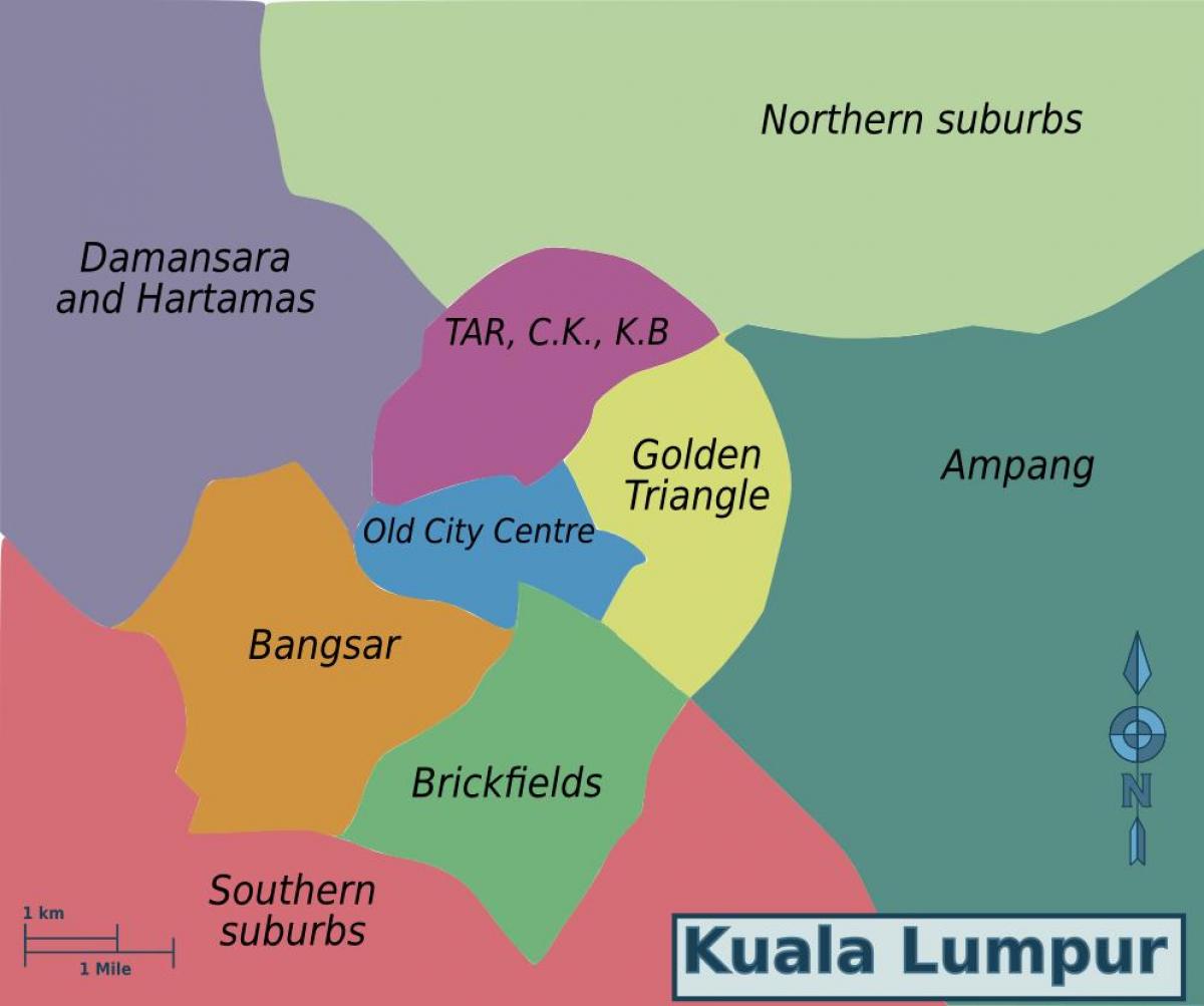 Mappa dei quartieri di Kuala Lumpur (KL)