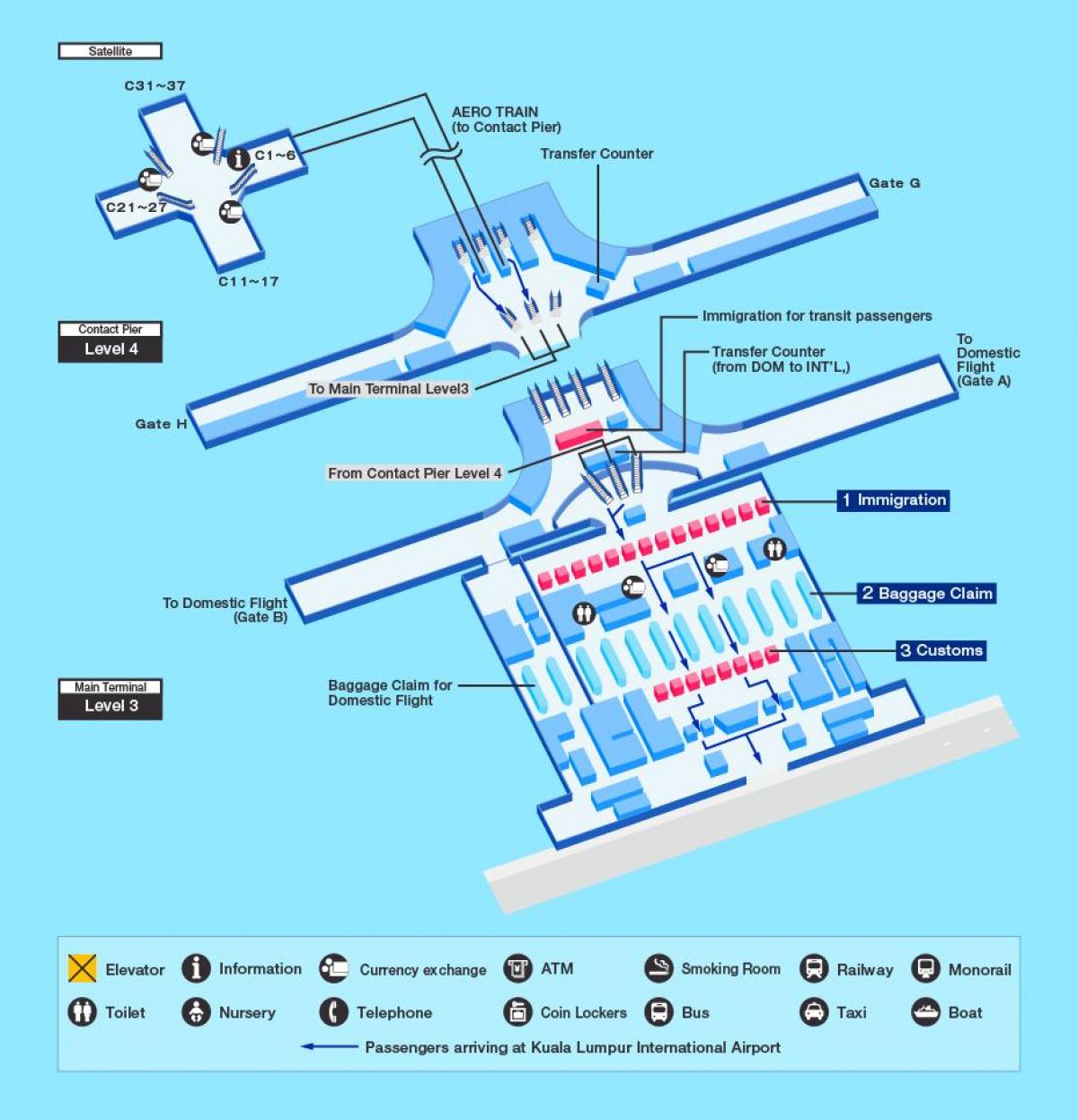 Mappa del terminal dell'aeroporto di Kuala Lumpur (KL)