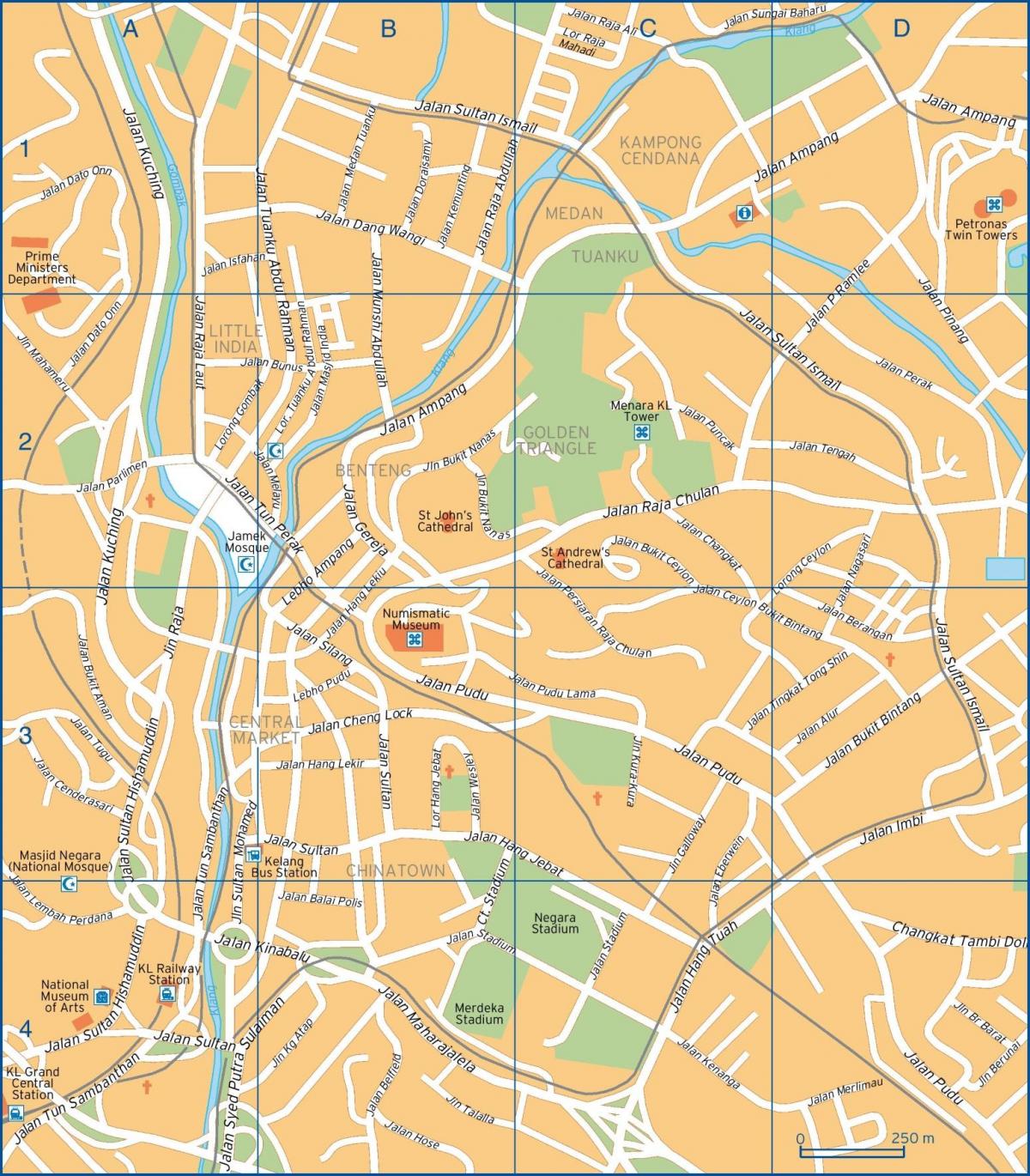Mappa stradale di Kuala Lumpur (KL)