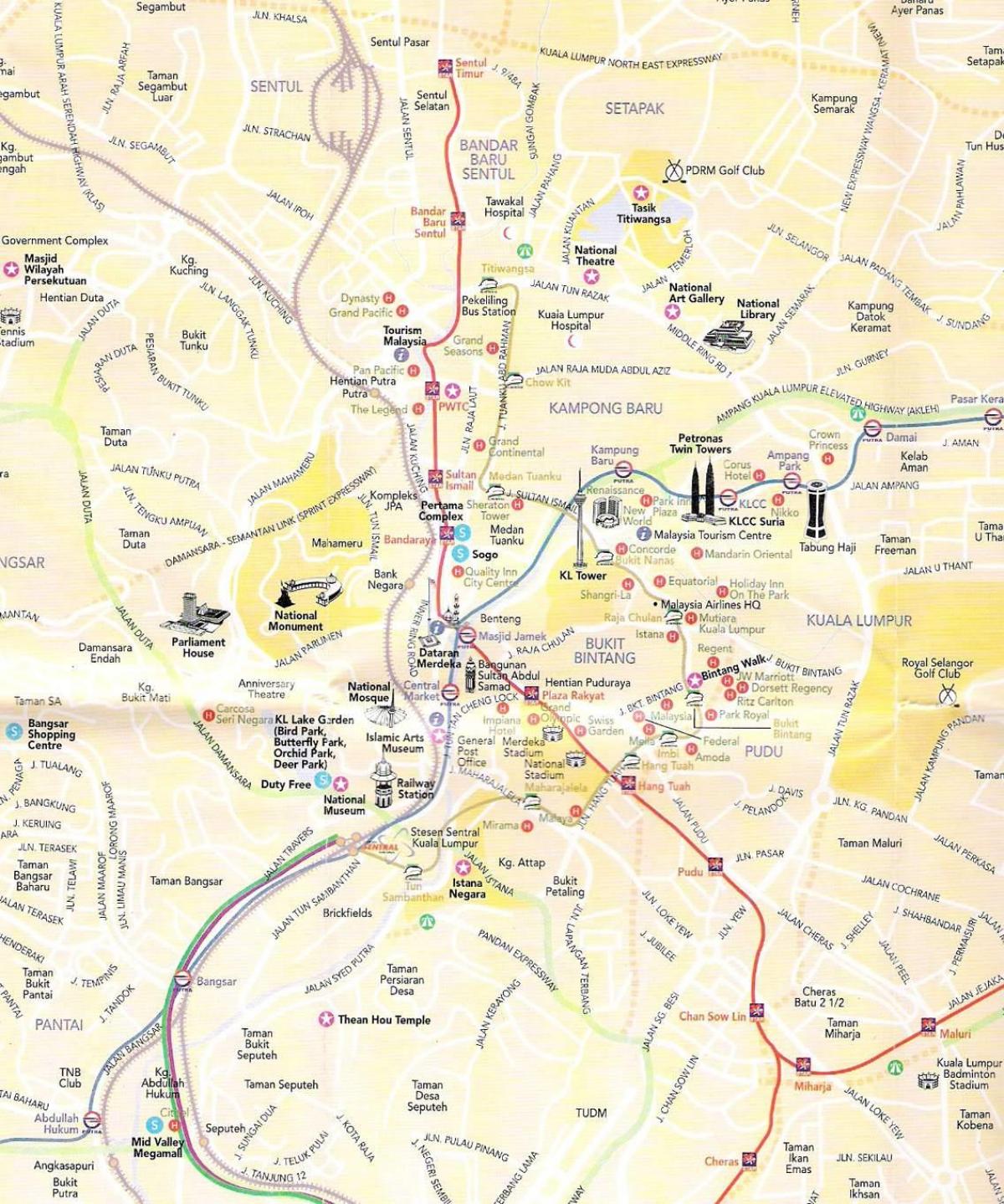 Mappa della città di Kuala Lumpur (KL)