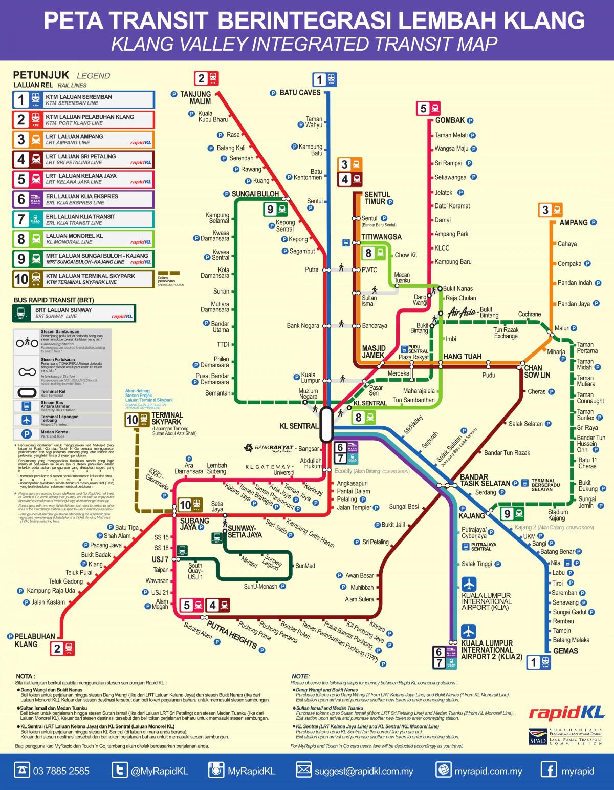 Mappa delle stazioni della metropolitana di Kuala Lumpur (KL)