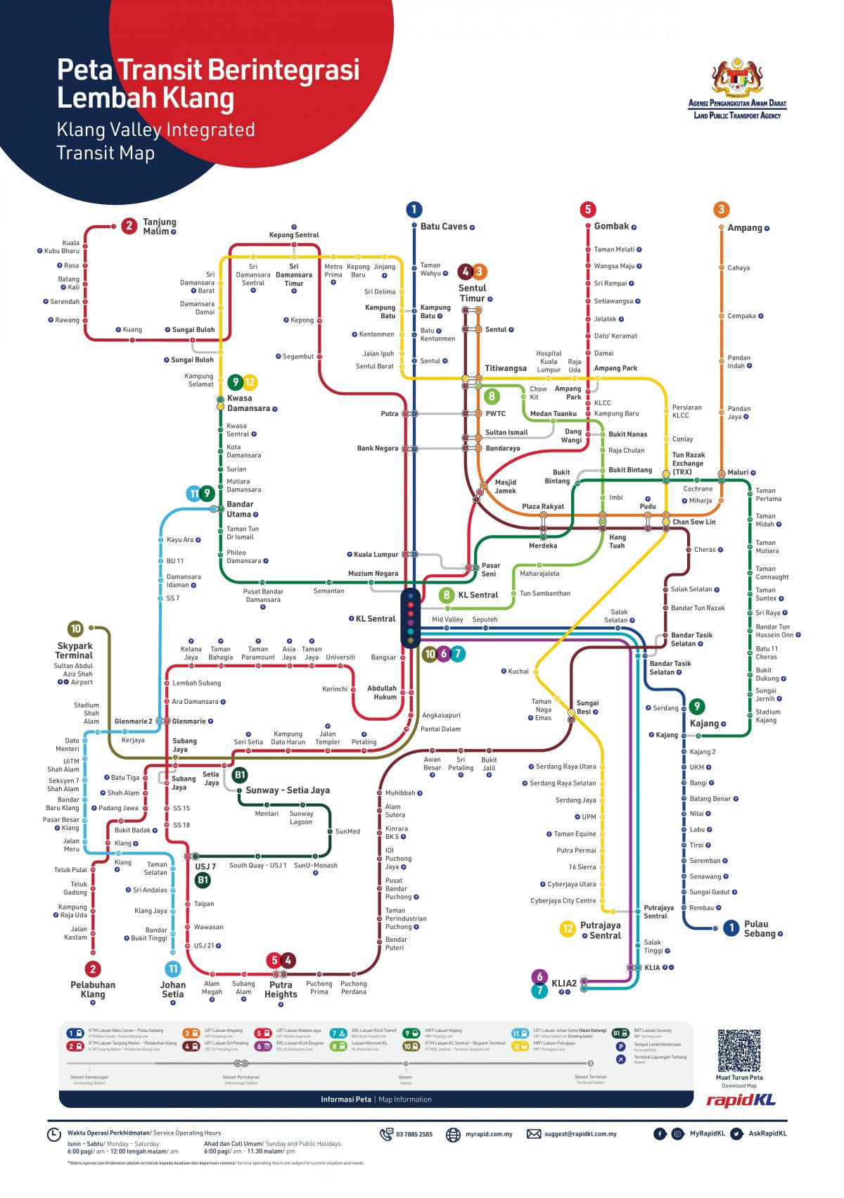 Mappa delle stazioni ferroviarie di Kuala Lumpur (KL)